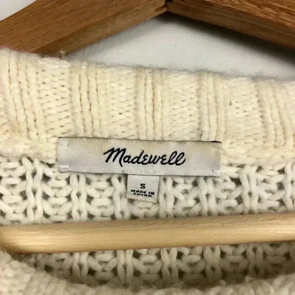 Madewell Sweater Everett Rib-Play Pullover Chunky Cable Knit White Small - Picture 3 of 6
